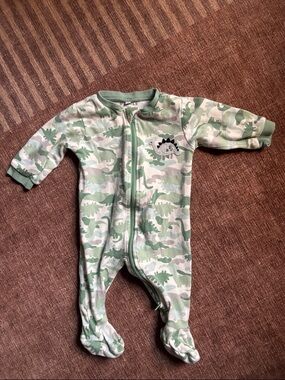 Green Camo Dino Footed One-Piece Pajama